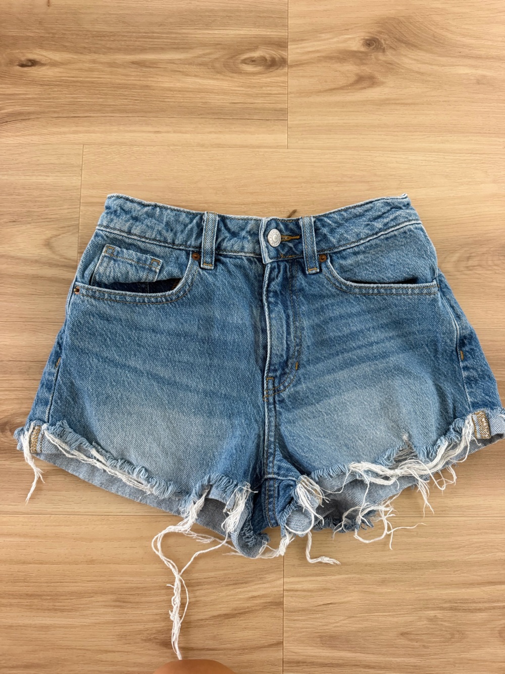 PacSun Light Blue Distressed High-Rise Denim Shorts